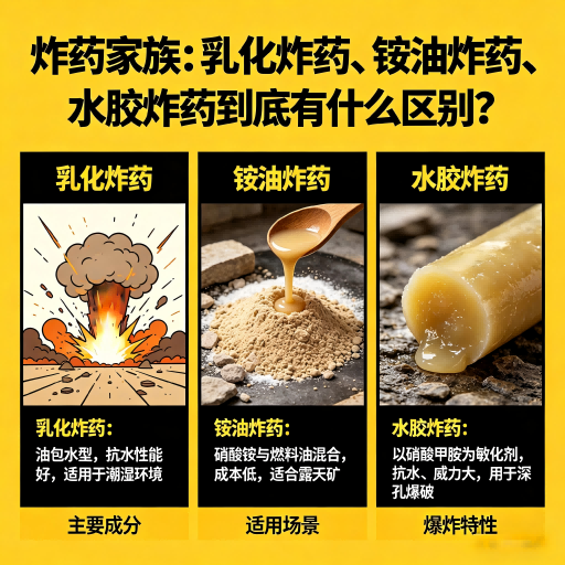 饶河炸药家族：乳化炸药、铵油炸药、水胶炸药到底有什么区别？
